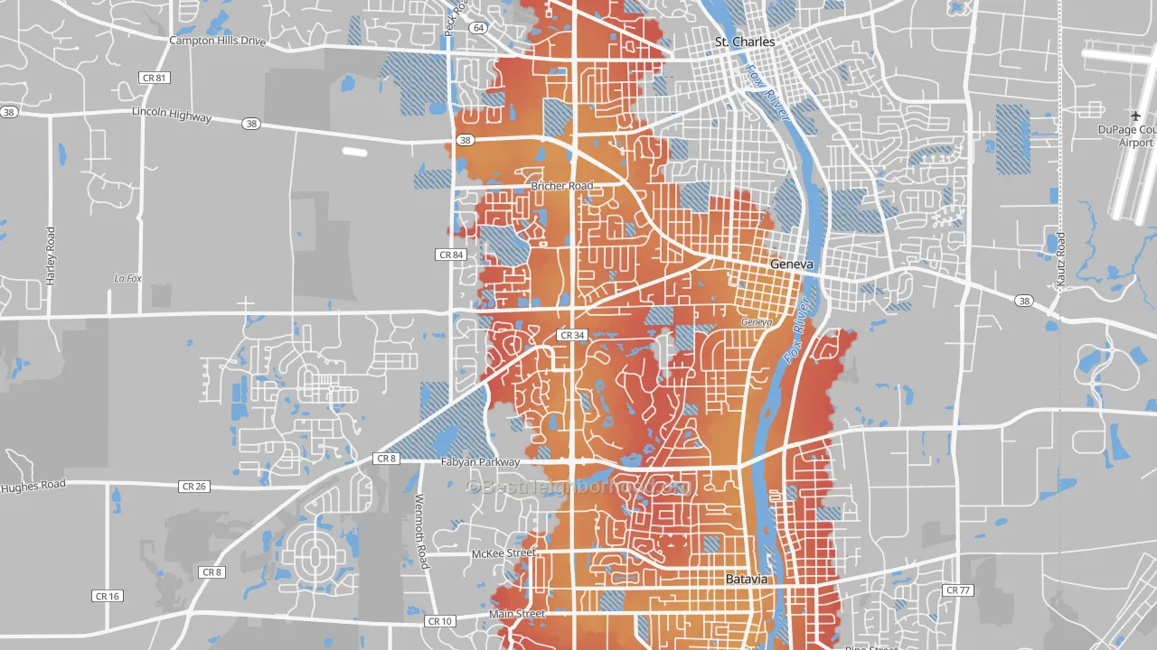 Transit Grade map of 60134, IL