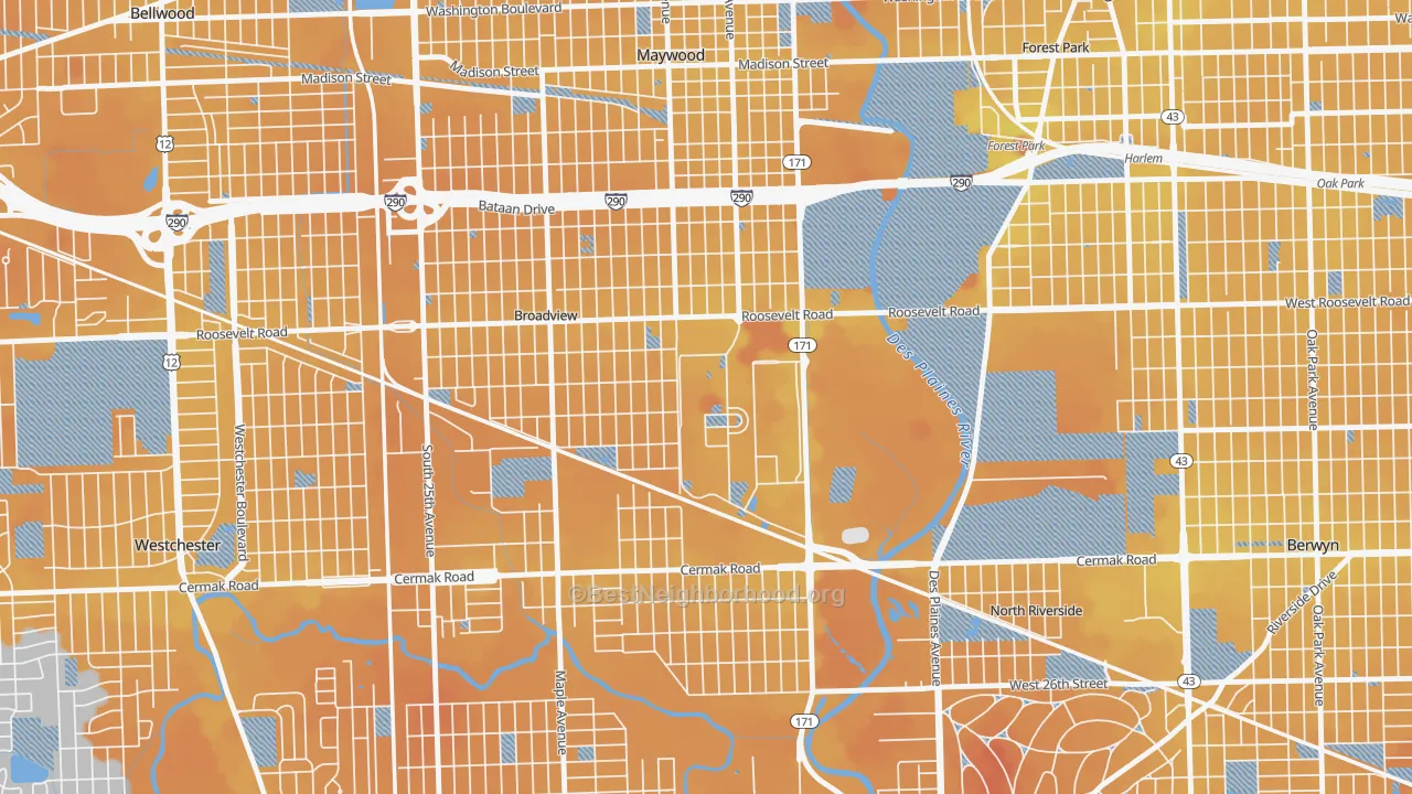 Transit Grade map of 60141, IL