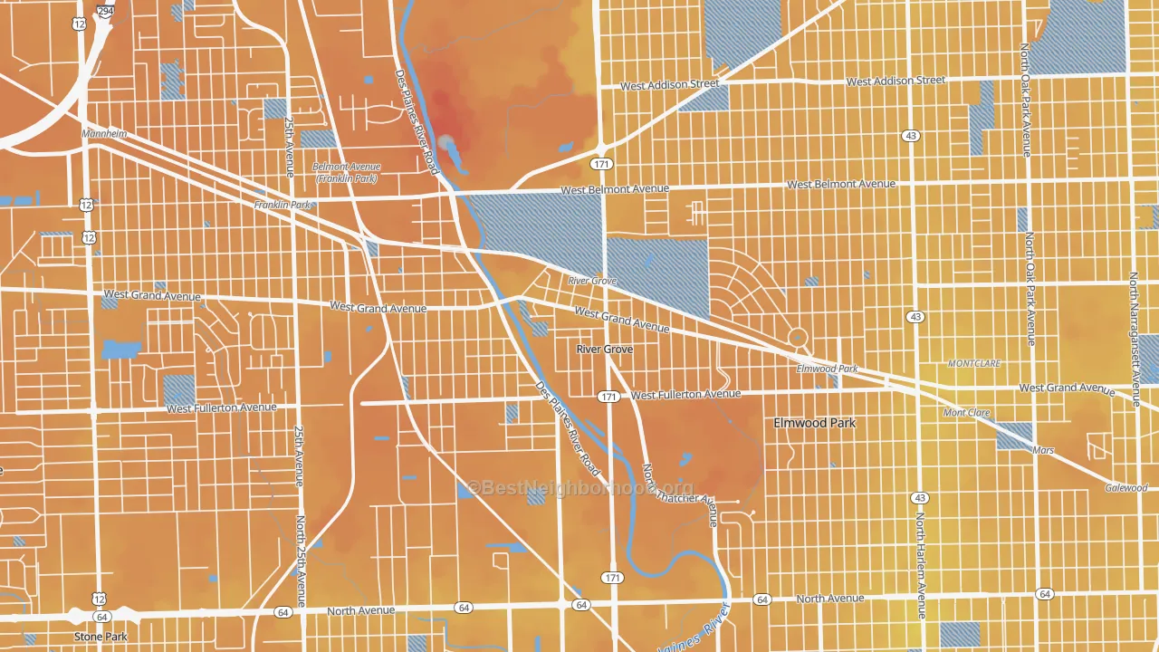 Transit Grade map of 60171, IL