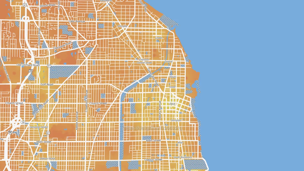 Transit Grade map of 60201, IL