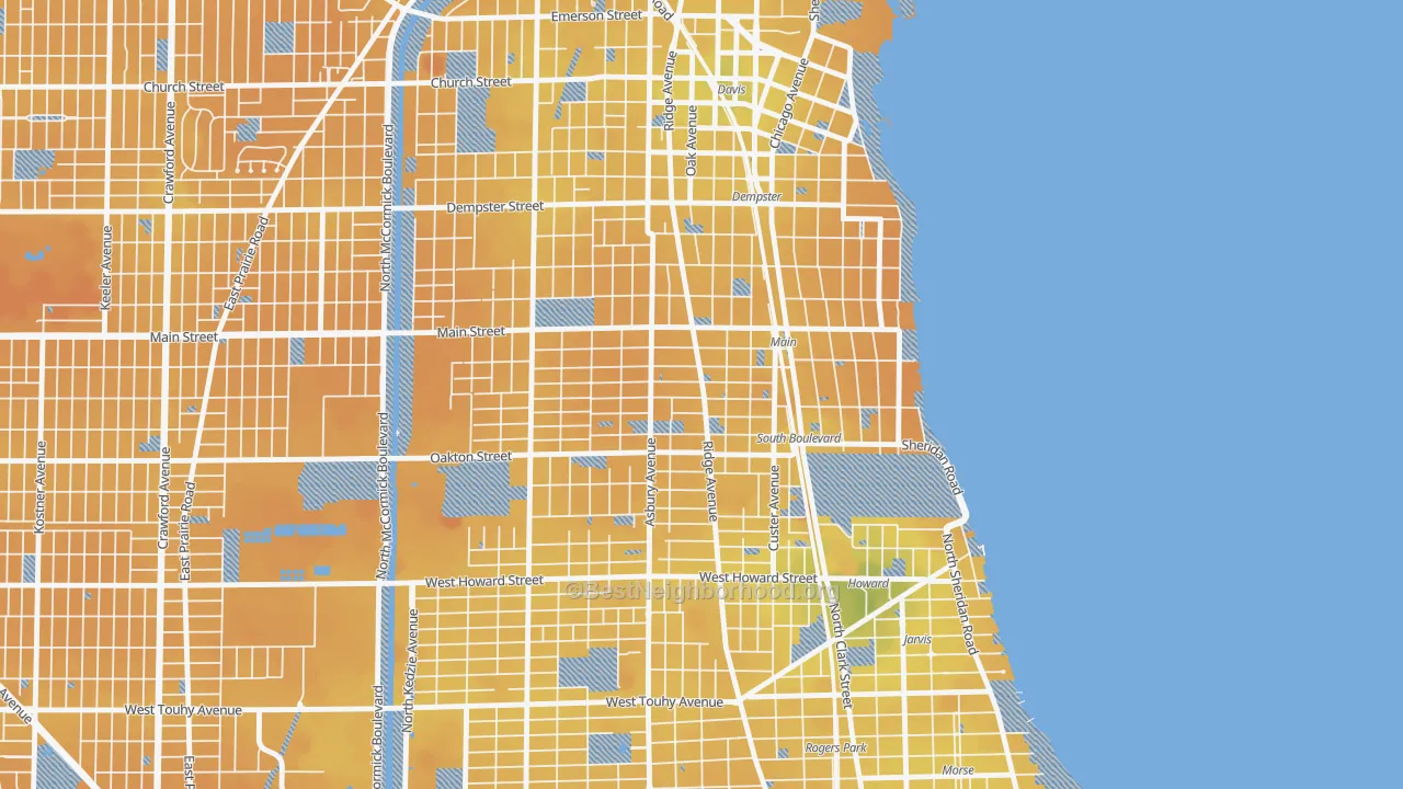 Transit Grade map of 60202, IL