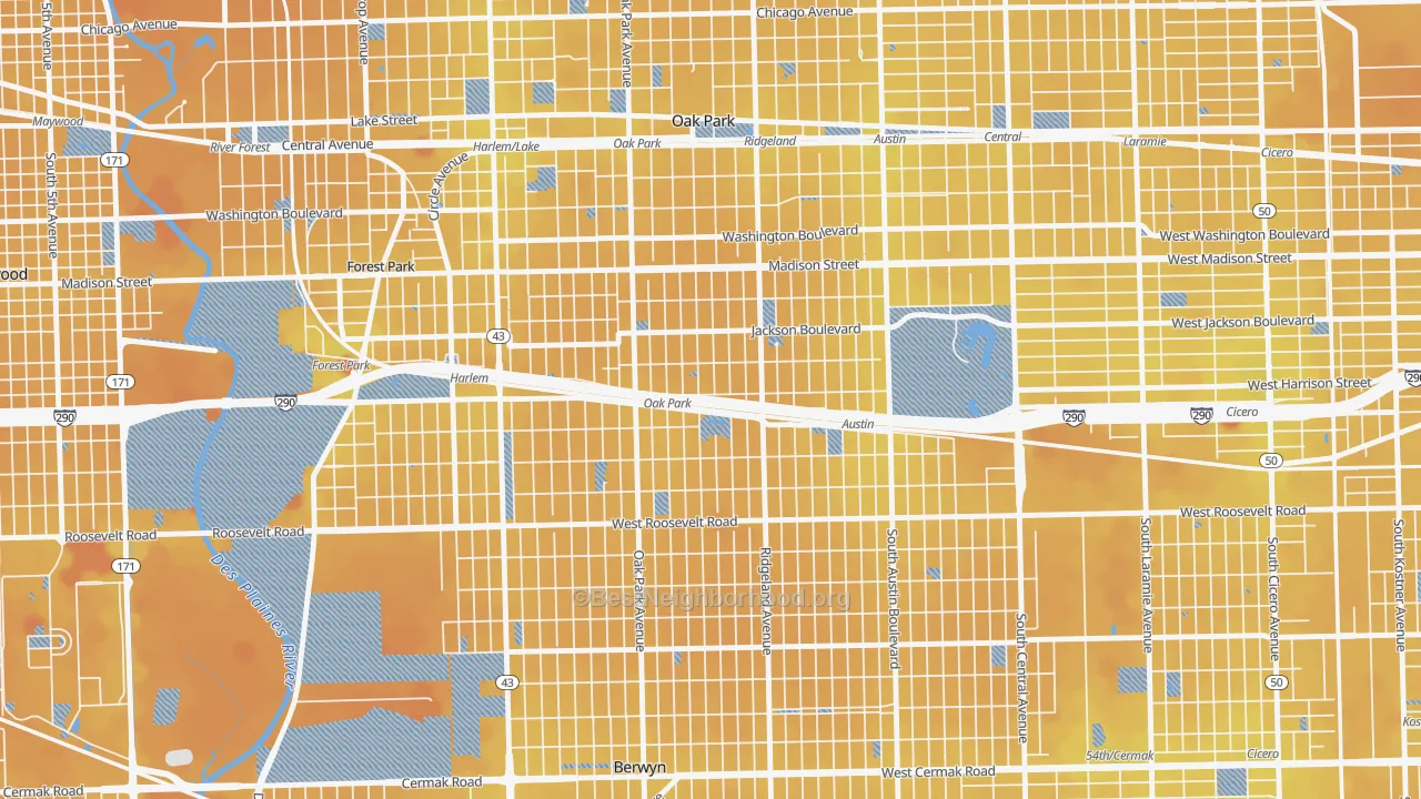 Transit Grade map of 60304, IL