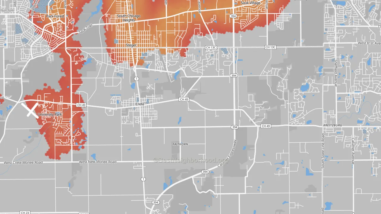 Transit Grade map of 60417, IL