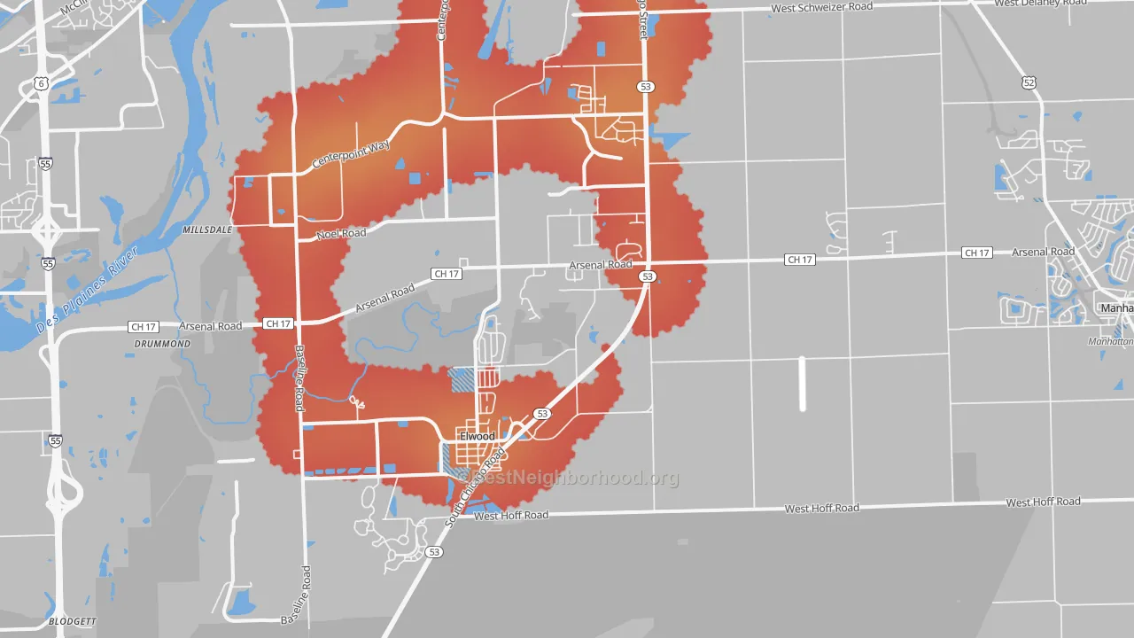 Transit Grade map of 60421, IL