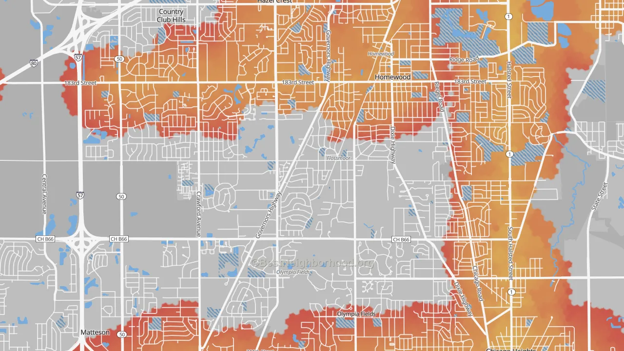 Transit Grade map of 60422, IL