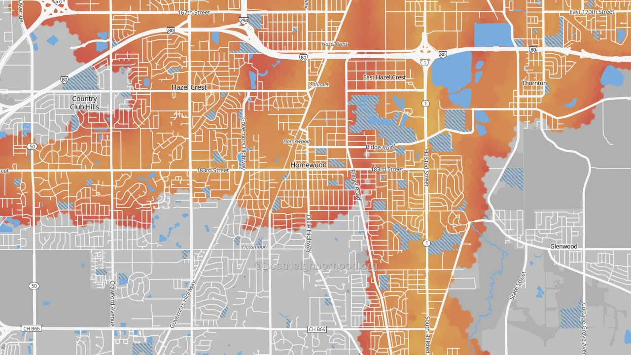 Transit Grade map of 60430, IL