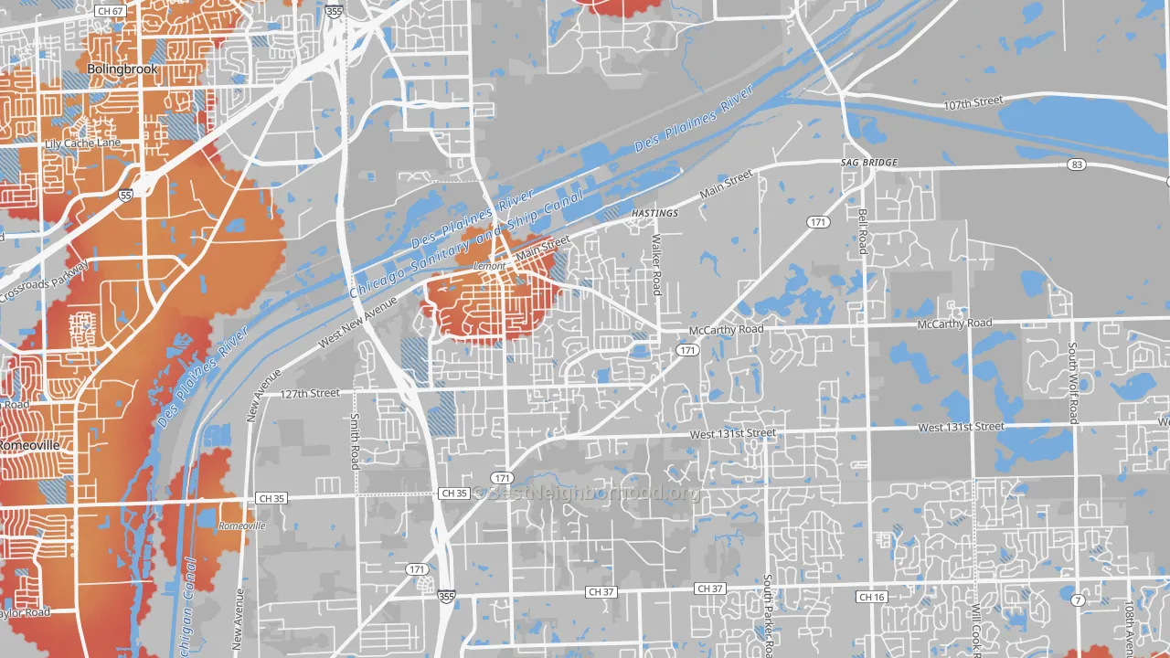 Transit Grade map of 60439, IL