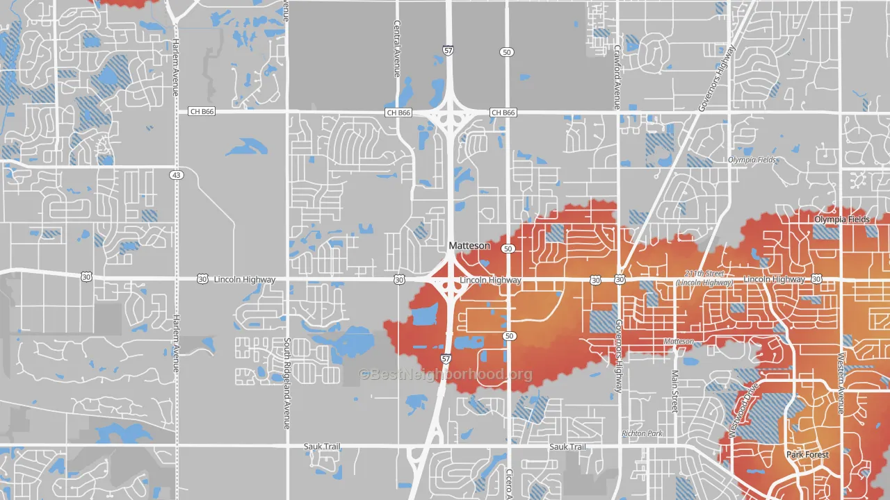 Transit Grade map of 60443, IL