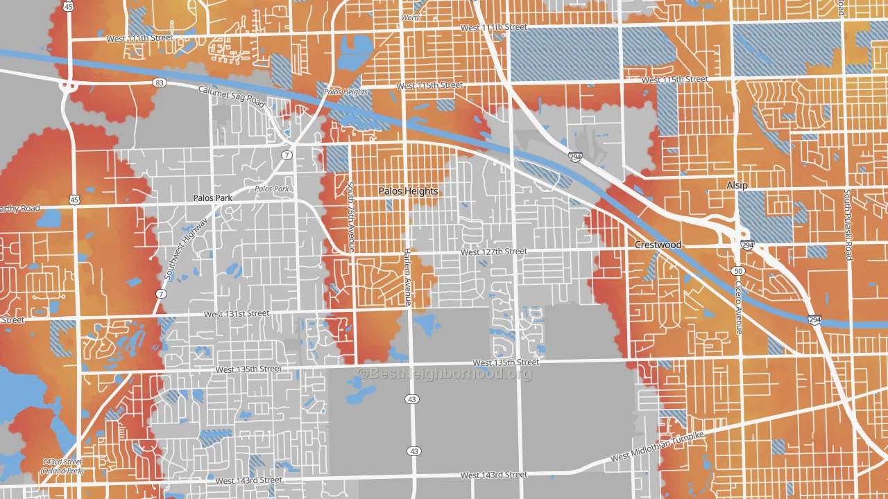 Transit Grade map of 60463, IL