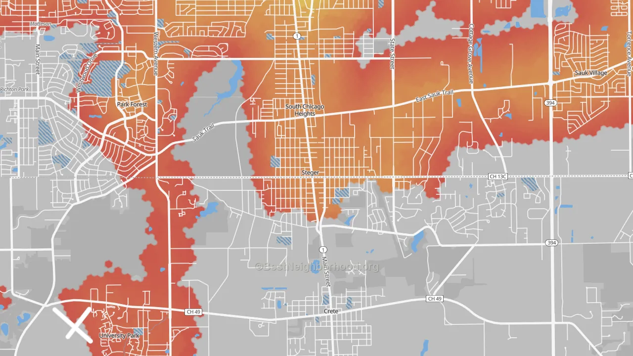 Transit Grade map of 60475, IL
