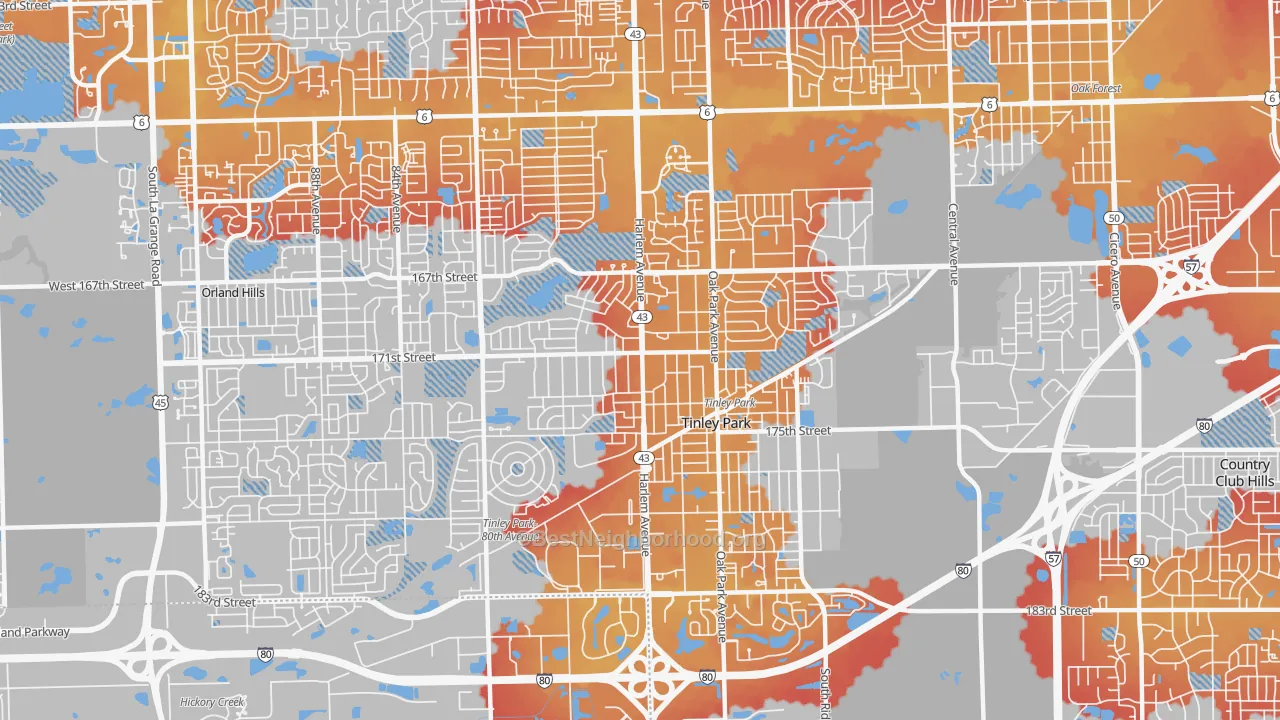 Transit Grade map of 60477, IL