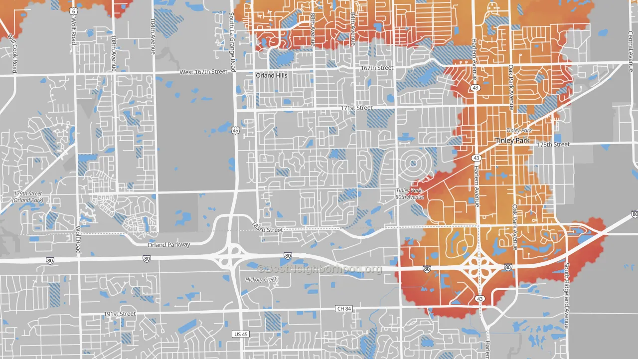 Transit Grade map of 60487, IL