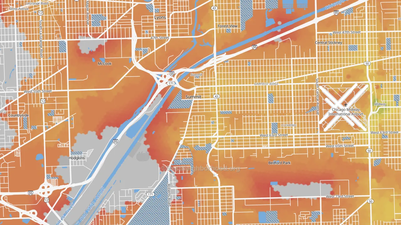 Transit Grade map of 60501, IL