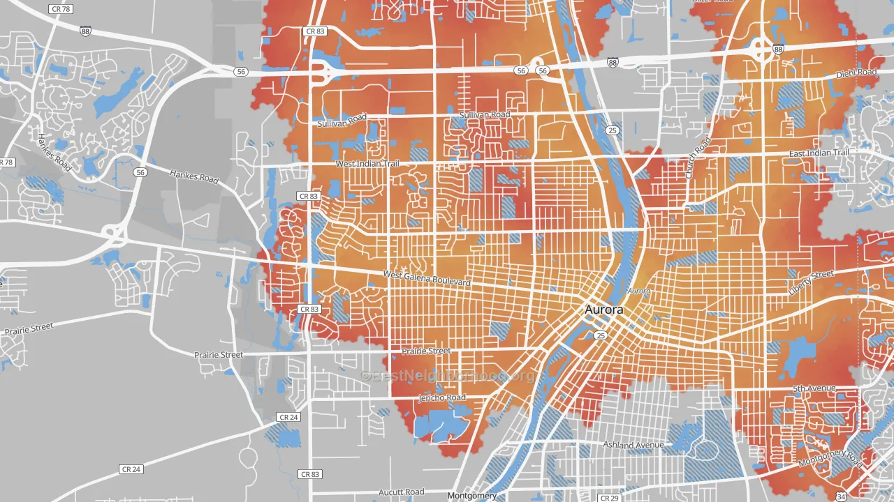 Transit Grade map of 60506, IL