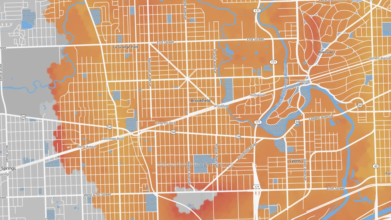 Transit Grade map of 60513, IL