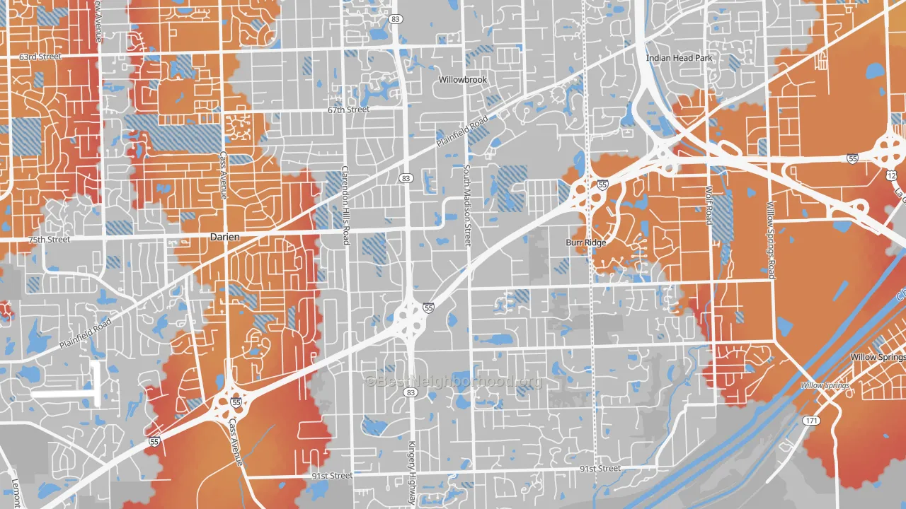 Transit Grade map of 60527, IL
