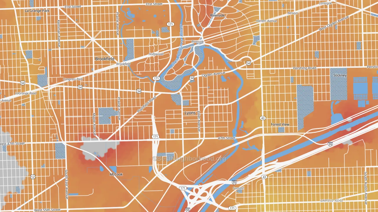 Transit Grade map of 60534, IL