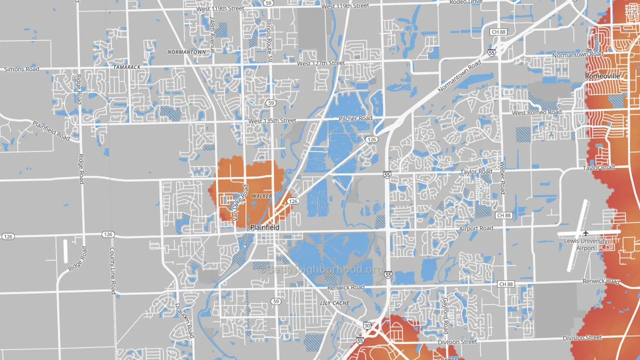 Transit Grade map of 60544, IL