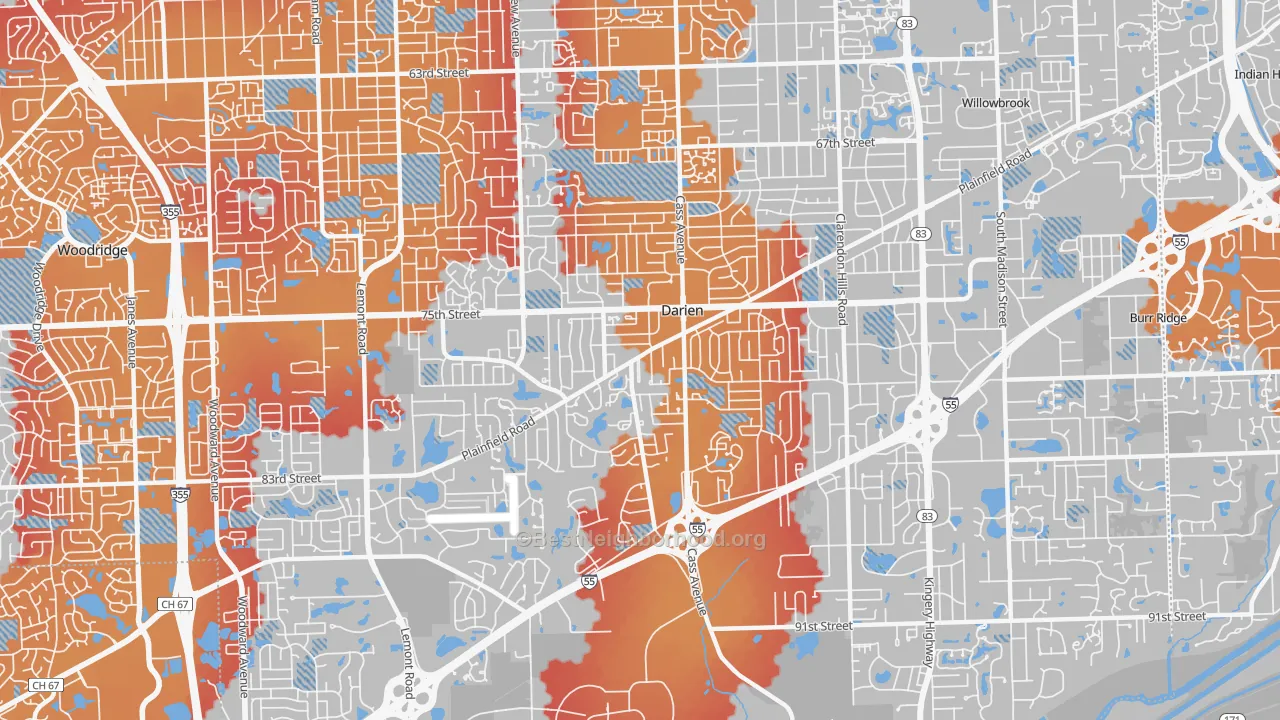 Transit Grade map of 60561, IL