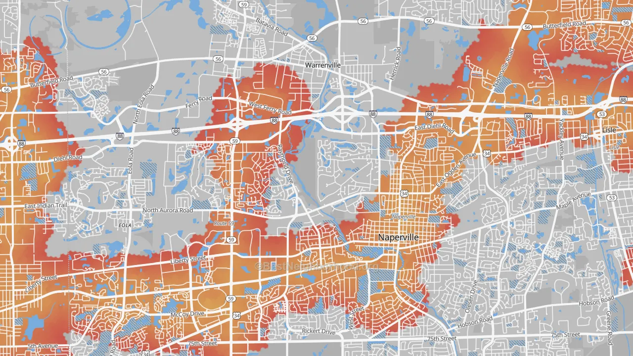 Transit Grade map of 60563, IL