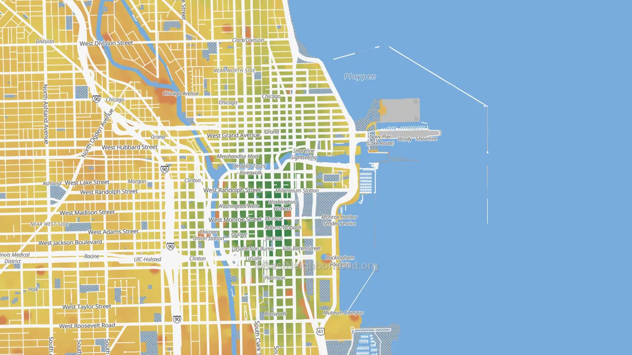 Transit Grade map of 60601, IL