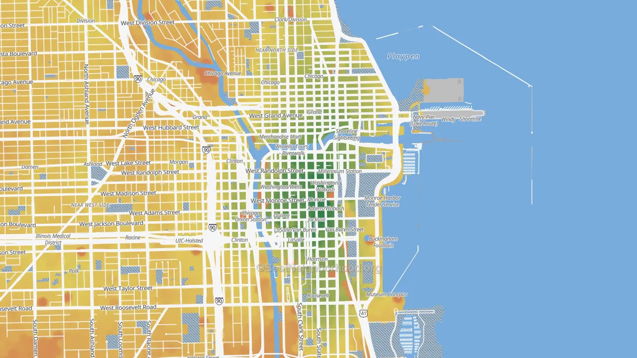 Transit Grade map of 60602, IL