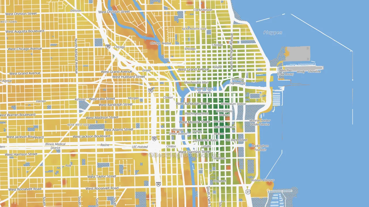 Transit Grade map of 60606, IL