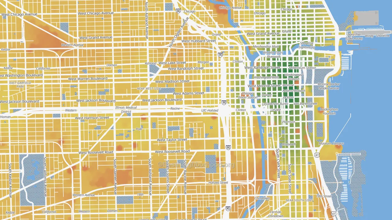 Transit Grade map of 60607, IL