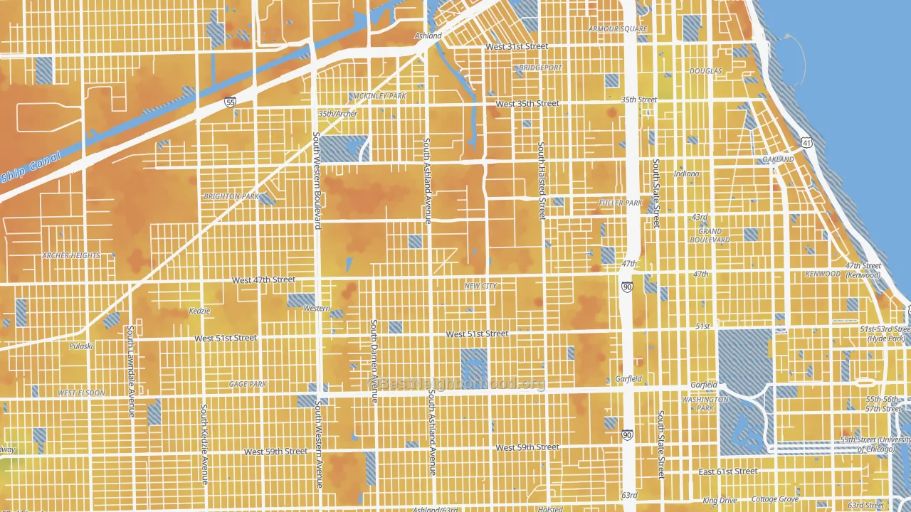 Transit Grade map of 60609, IL