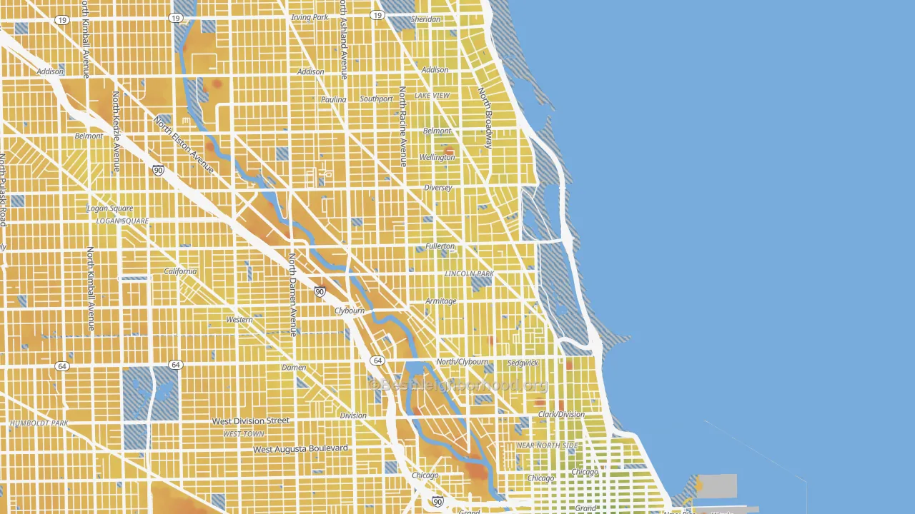 Transit Grade map of 60614, IL