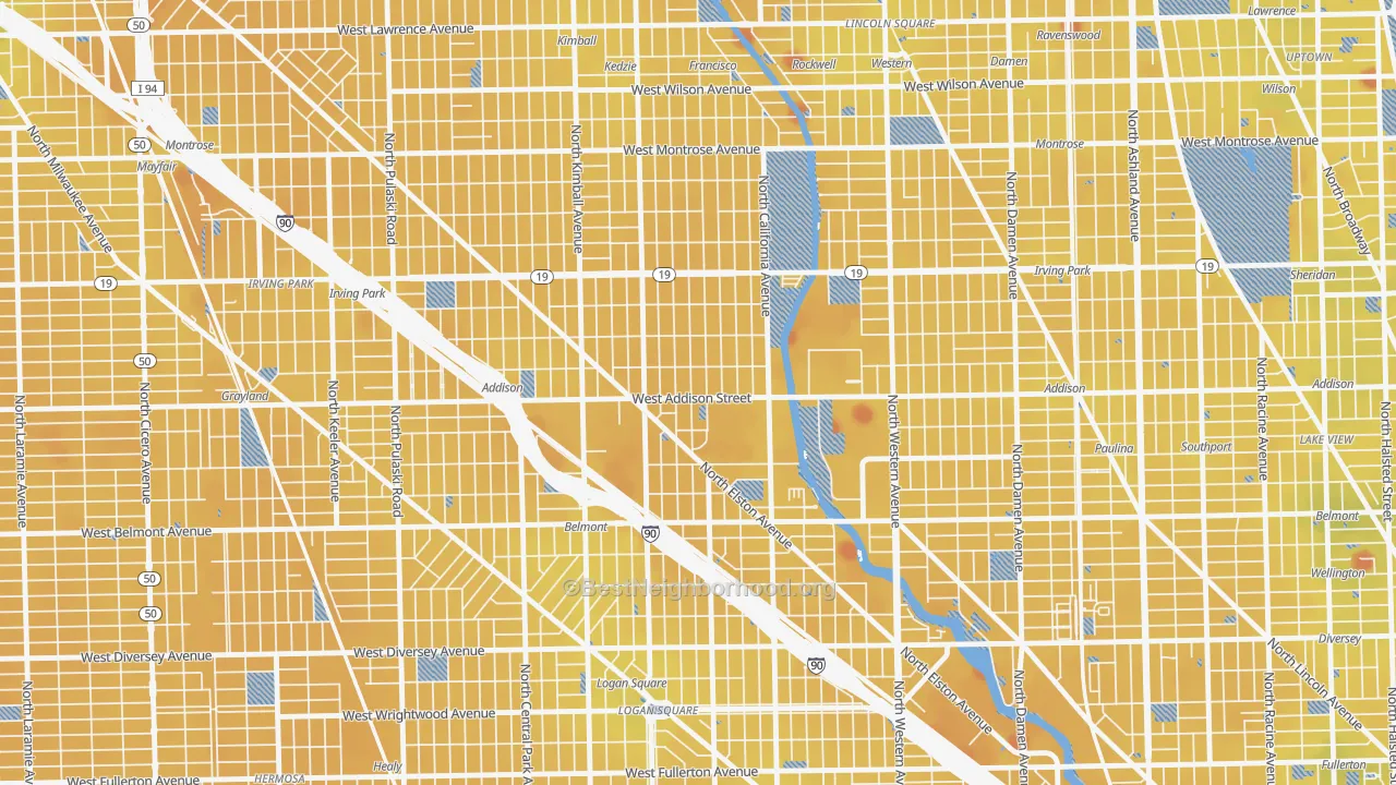 Transit Grade map of 60618, IL
