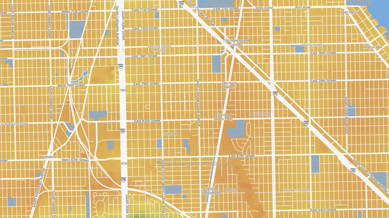 Transit Grade map of 60619, IL