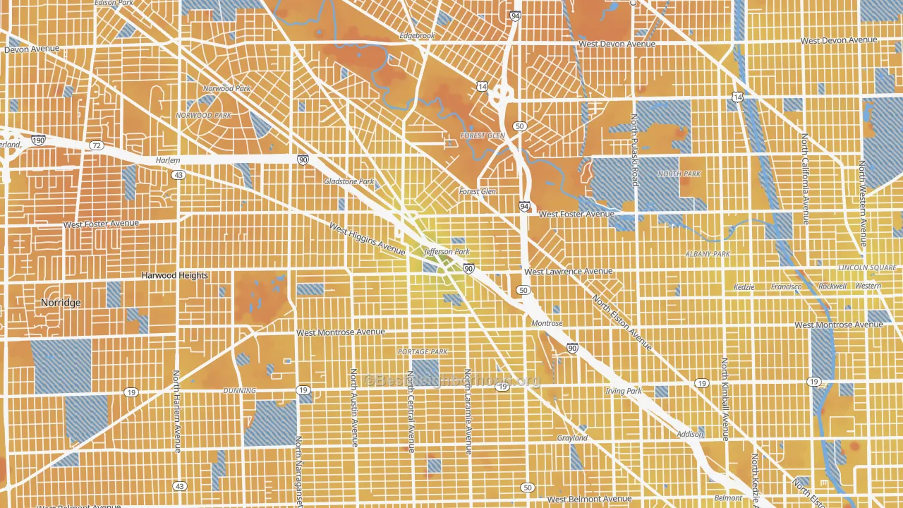Transit Grade map of 60630, IL