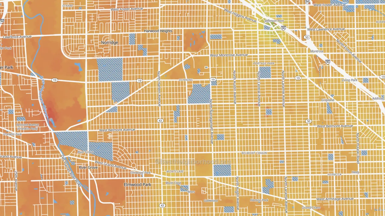 Transit Grade map of 60634, IL