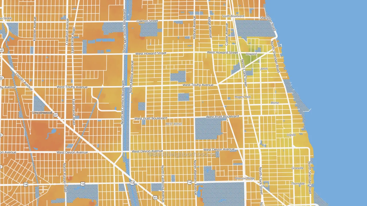 Transit Grade map of 60645, IL