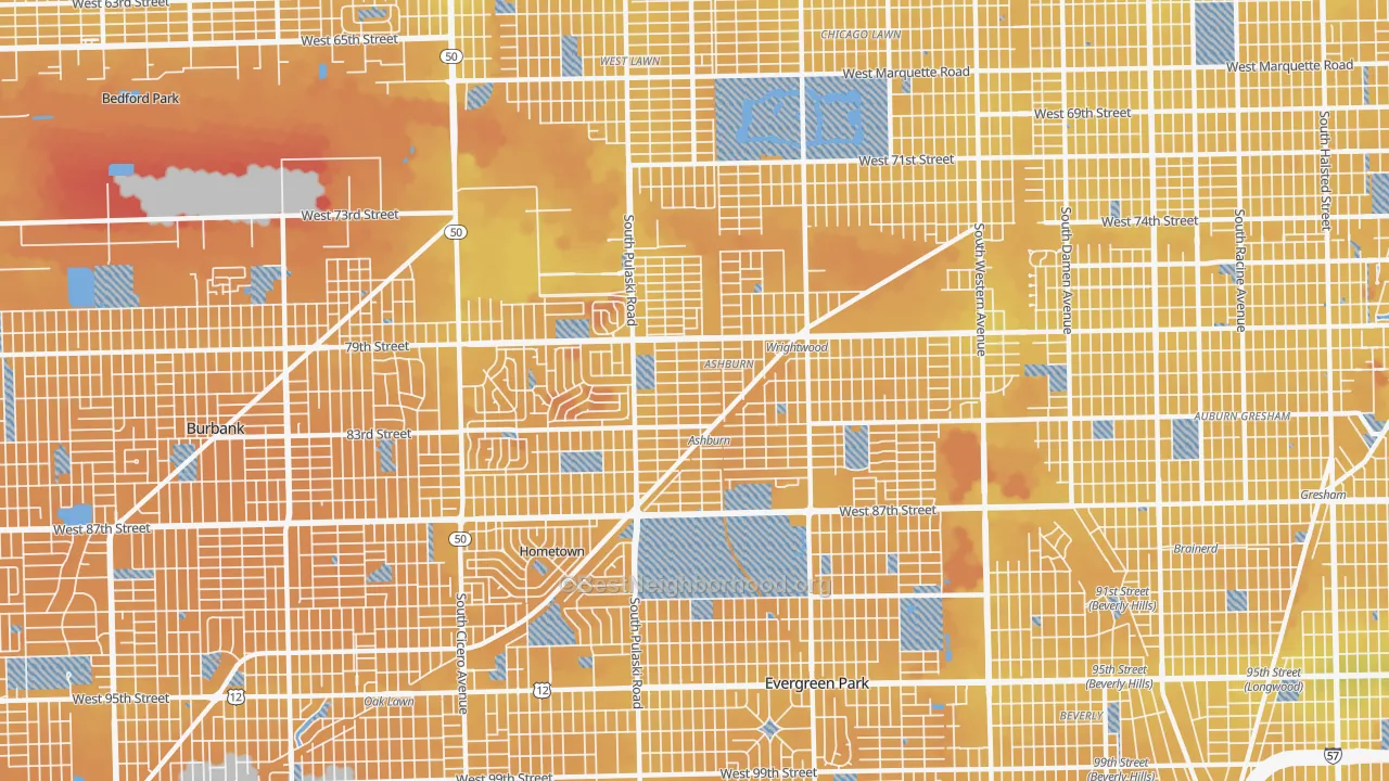 Transit Grade map of 60652, IL