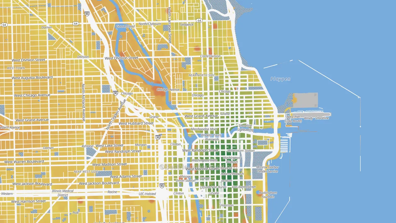 Transit Grade map of 60654, IL
