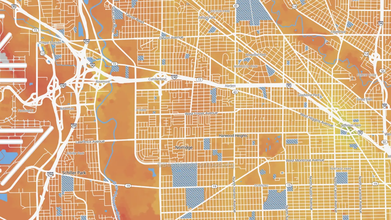 Transit Grade map of 60656, IL
