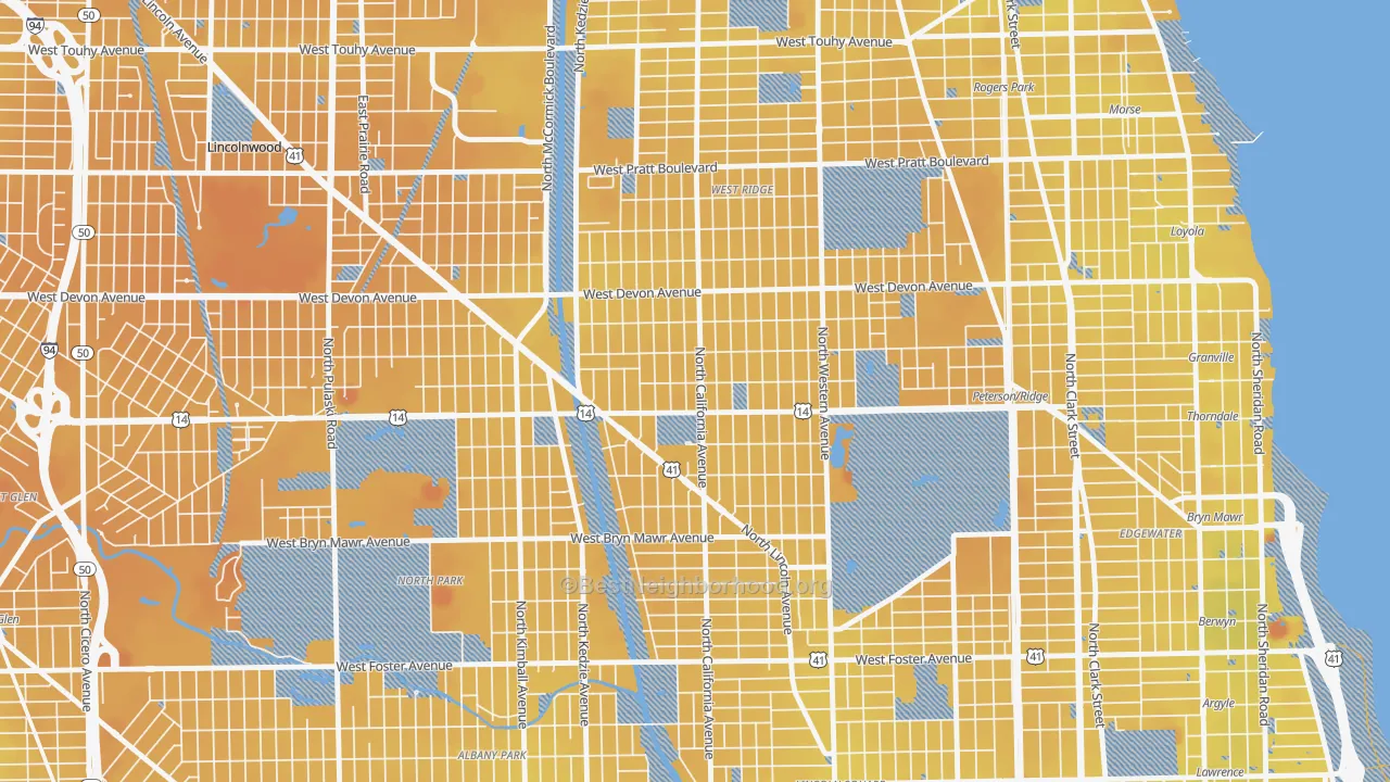Transit Grade map of 60659, IL
