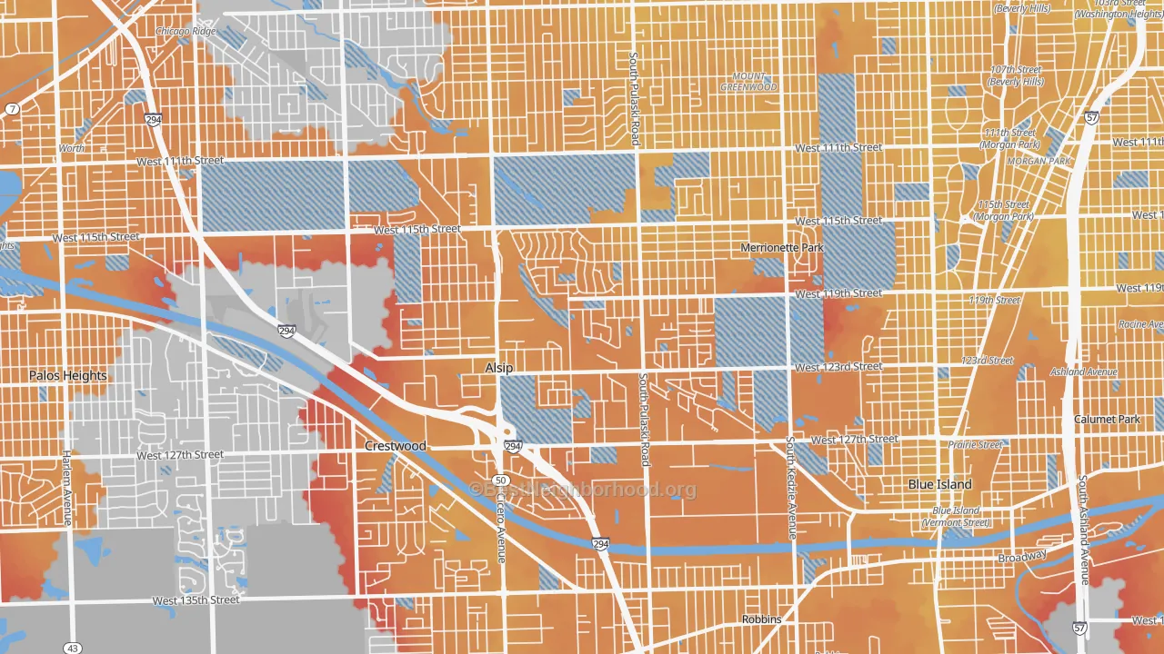 Transit Grade map of 60803, IL