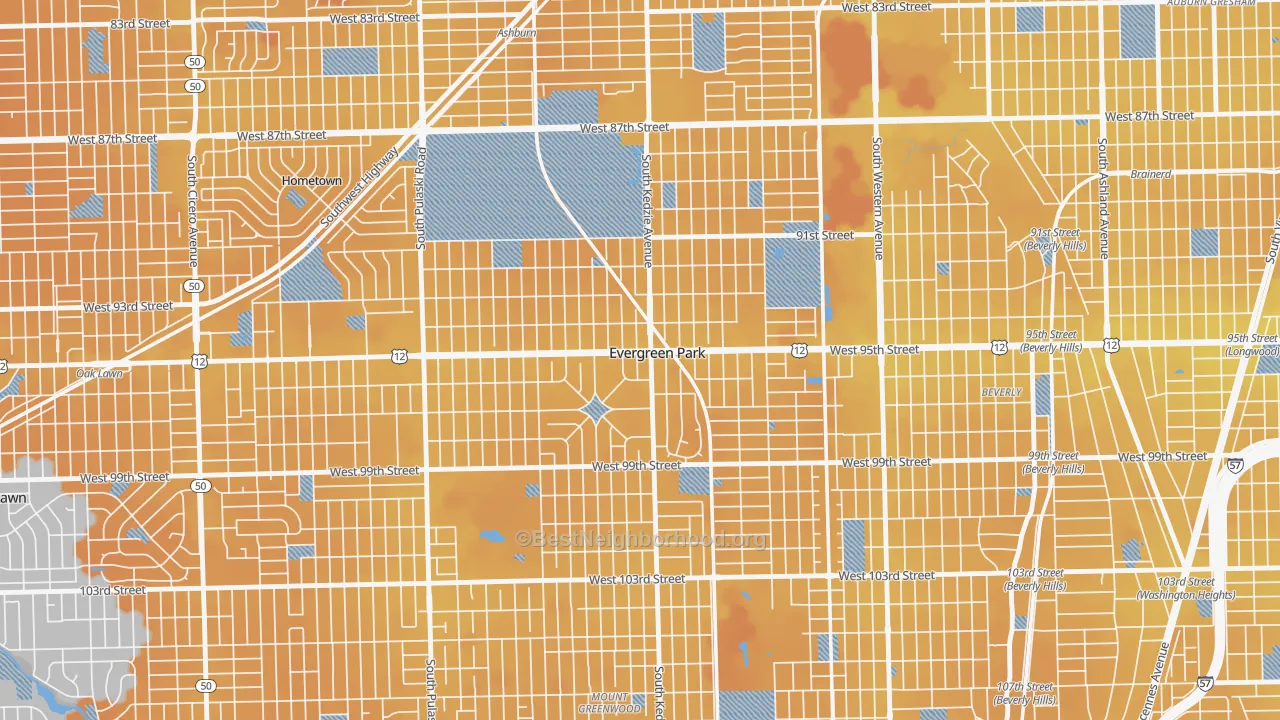 Transit Grade map of 60805, IL