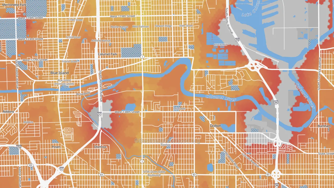 Transit Grade map of 60827, IL