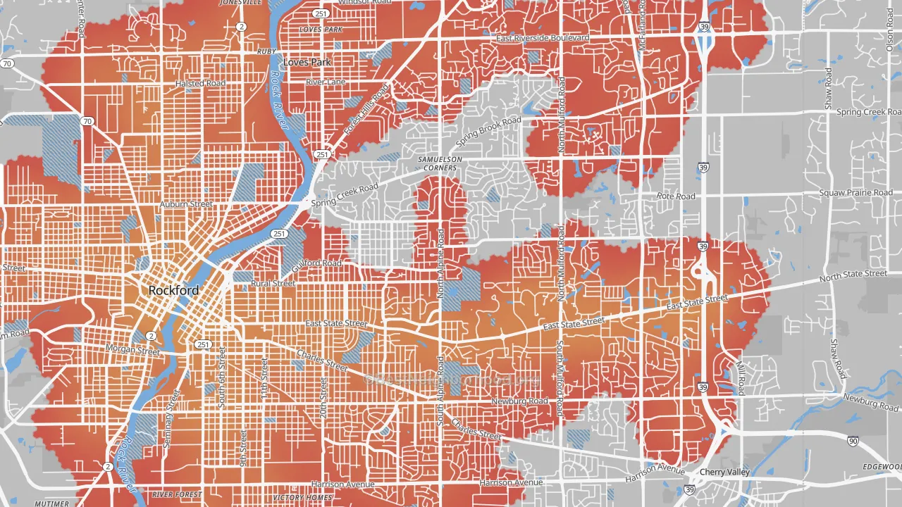 Transit Grade map of 61107, IL