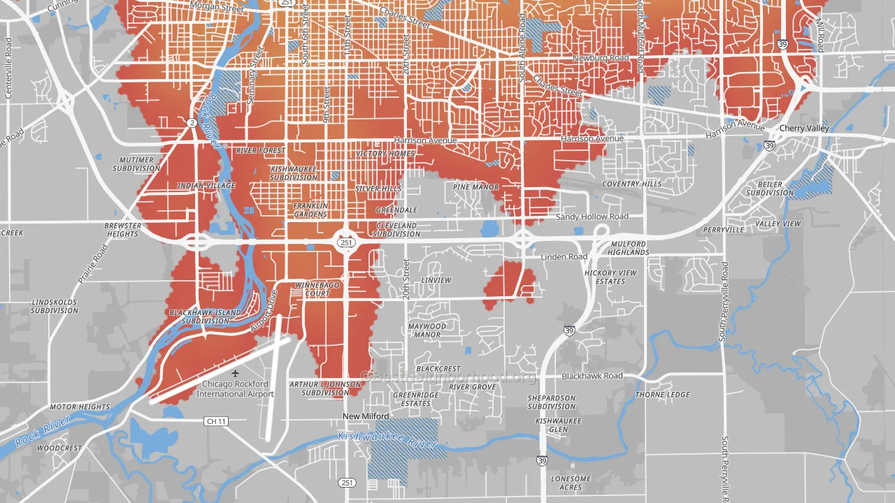 Transit Grade map of 61109, IL