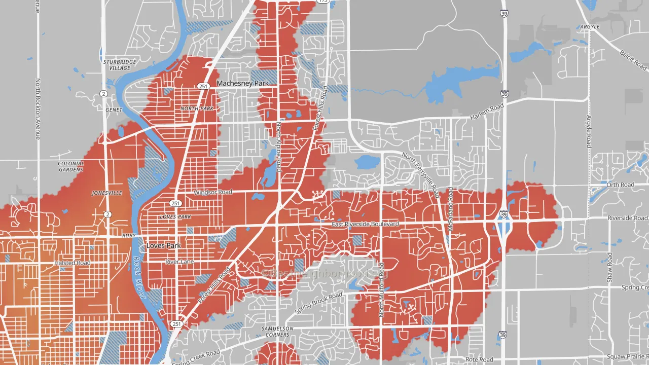 Transit Grade map of 61111, IL