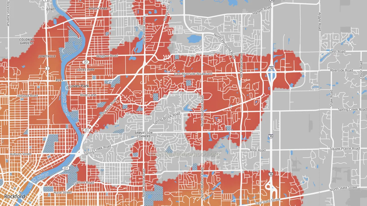 Transit Grade map of 61114, IL