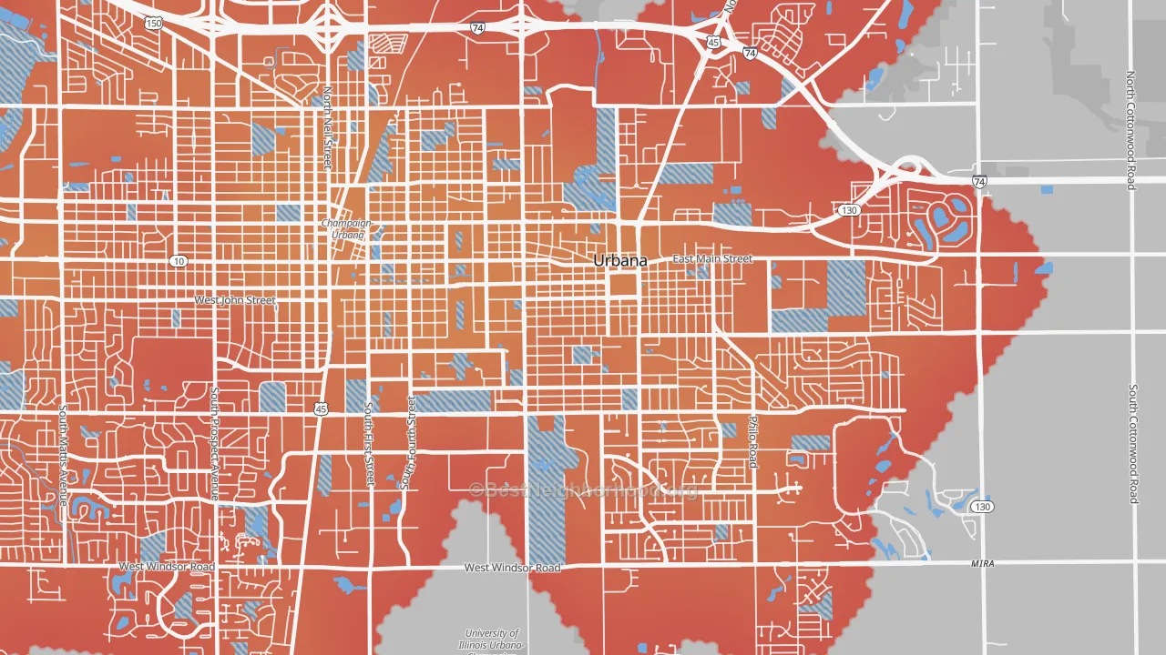 Transit Grade map of 61801, IL