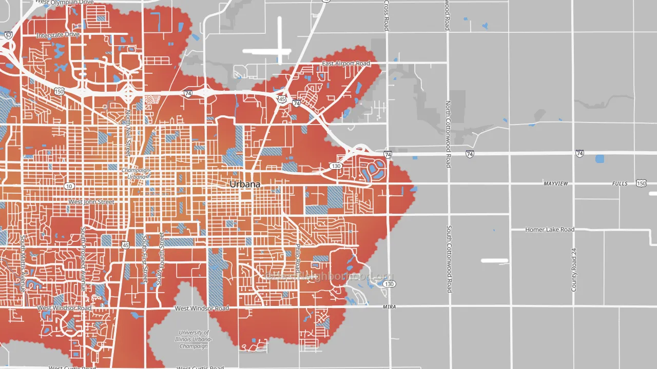 Transit Grade map of 61802, IL