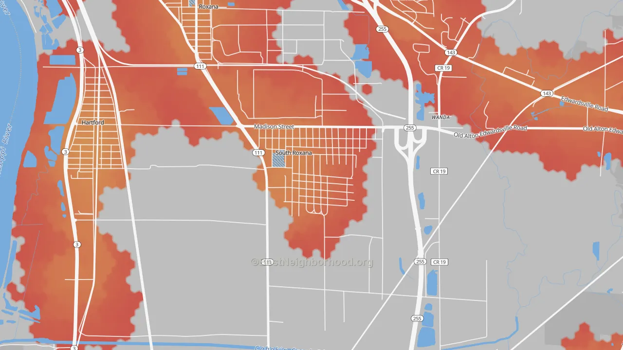 Transit Grade map of 62087, IL
