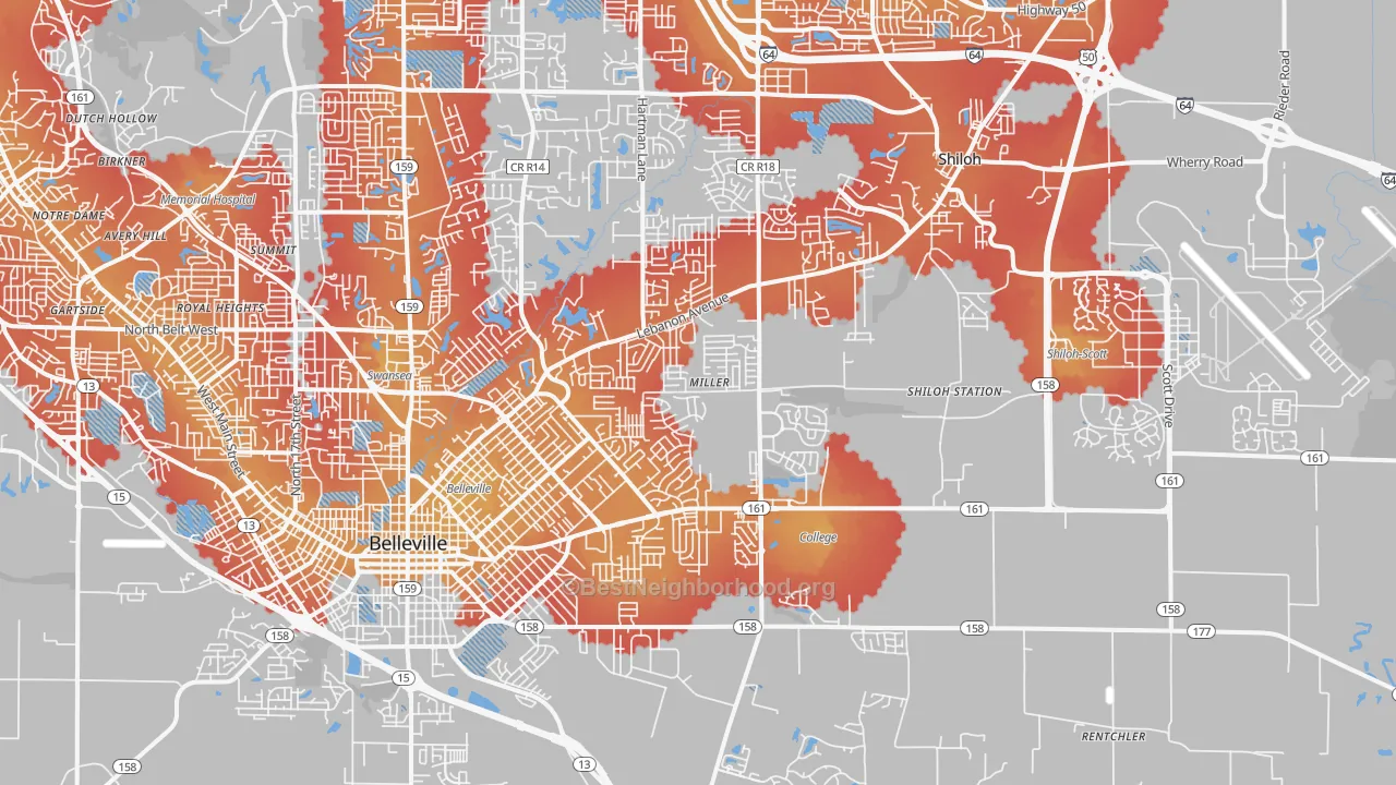 Transit Grade map of 62221, IL